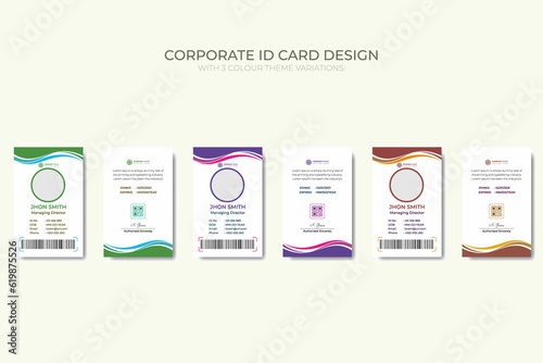 Modern corporate Business and simple office id card design with 3 color theme