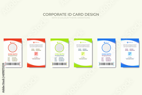 Modern corporate Business and simple office id card design with 3 color theme