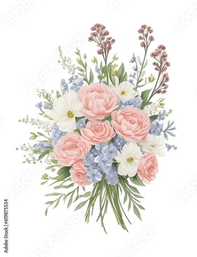 Botanical Blooms: Elegant Floral Illustration on Decorative Background, Artistic floral composition with lilac and pink peonies, perfect for invitations or cards. © Agga
