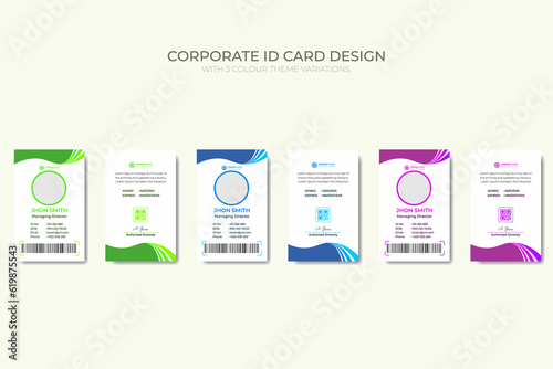 Modern corporate Business and simple office id card design with 3 color theme