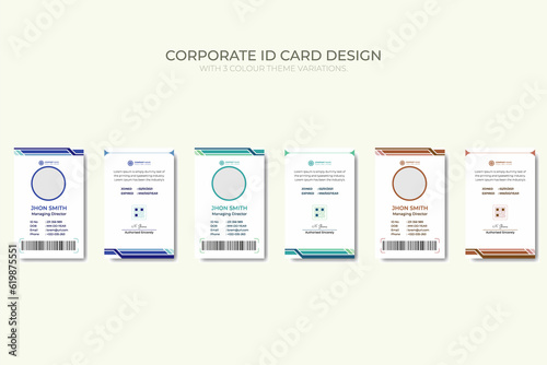 Modern corporate Business and simple office id card design with 3 color theme