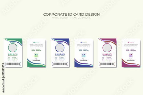 Modern corporate Business and simple office id card design with 3 color theme
