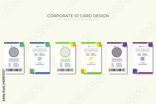 Modern corporate Business and simple office id card design with 3 color theme