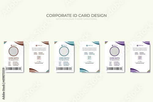 Modern corporate Business and simple office id card design with 3 color theme