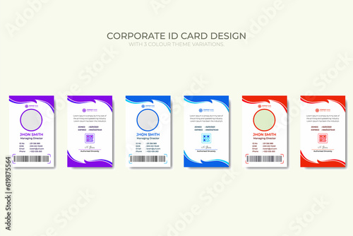 Modern corporate Business and simple office id card design with 3 color theme