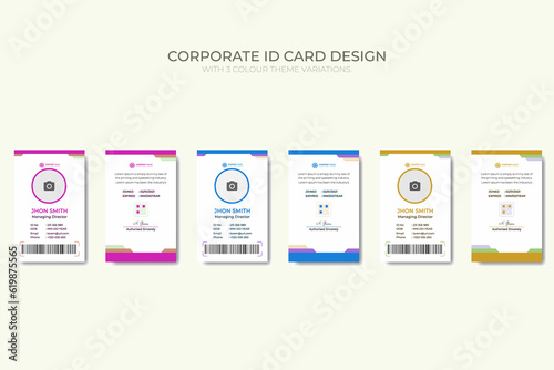 Modern corporate Business and simple office id card design with 3 color theme