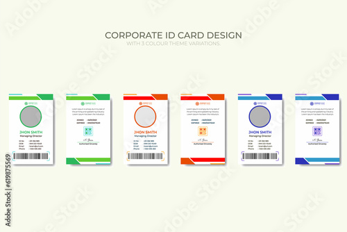 Modern corporate Business and simple office id card design with 3 color theme