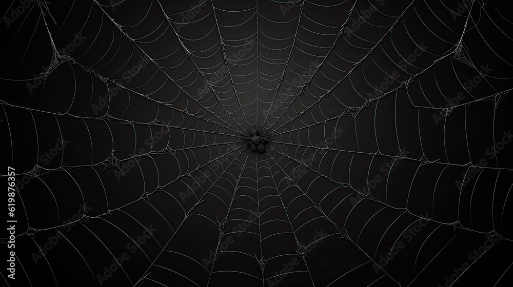 Fototapeta premium spider web with sticky tangled lines, forming a spooky and eerie frame perfect for Halloween