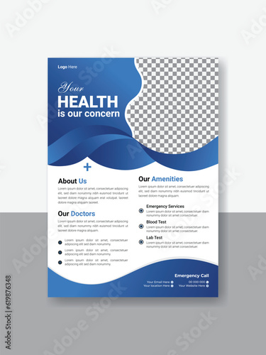 Vector Corporate healthcare and medical cove a4 flyer design template for print.