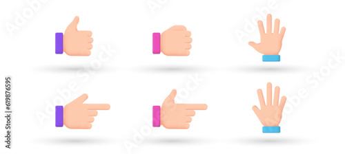 3d editable illustration hand gesture icon purple, pink and blue, 3d, vector, suitable for web illustrations, hero pages, landing pages. 3d Gesture palm, pointing hand, communication language, pose.