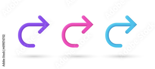 3d editable illustration right arrow purple, pink and blue, 3d, vector, suitable for web illustrations, hero pages, landing pages. Next, forward icon vector symbol