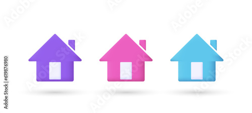 3d editable illustration home building icon in cartoon style isolated on white background. suitable for web illustrations, hero pages, landing pages.