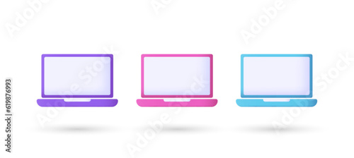 3d editable illustration laptop icon purple, pink and blue, 3d, vector, suitable for web illustrations, hero pages, landing pages..