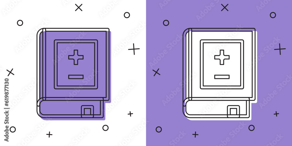 Set Book with mathematics icon isolated on white and purple background. Math book. Education concept about back to school. Vector