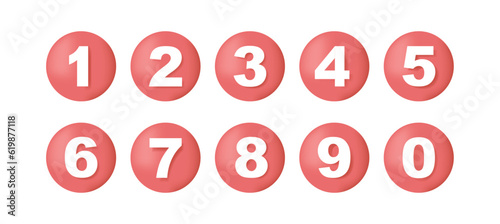 Set Of Number Bullet Point Colorful 3d Markers Vector Illustration