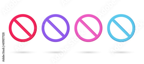 3d editable illustration no sign purple, pink and blue, 3d, vector, suitable for web illustrations, hero pages, landing pages. 3d vector illustration. Red circle.