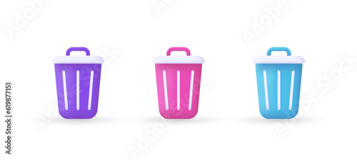 3d editable illustration trash delete icon purple, pink and blue, 3d, vector, suitable for web illustrations, hero pages, landing pages.