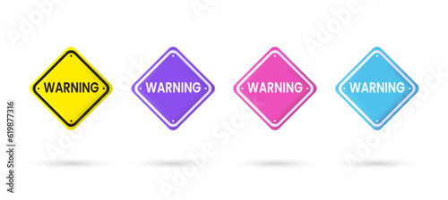 3d editable illustration warning sign purple, pink and blue, 3d, vector, suitable for web illustrations, hero pages, landing pages. warning, caution, attention icon sign symbol.