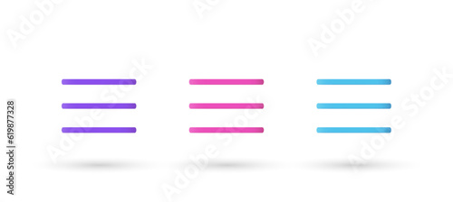 3d editable illustration web menu purple, pink and blue, 3d, vector, suitable for web illustrations, hero pages, landing pages. List Icon.