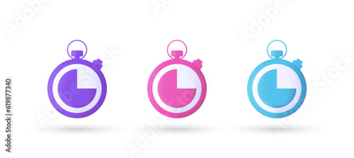 3d editable illustration stopwatch purple, pink and blue, 3d, vector, suitable for web illustrations, hero pages, landing pages.Print