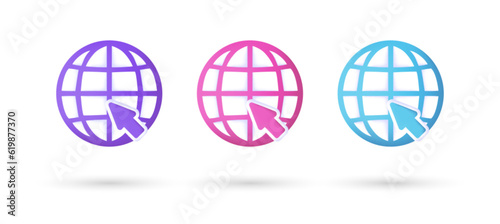 3d editable illustration WWW, world wide web vector, internet access icon purple, pink and blue, 3d, vector, suitable for web illustrations, hero pages, landing pages.