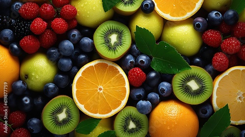 Colorful fruit pattern Generative AI