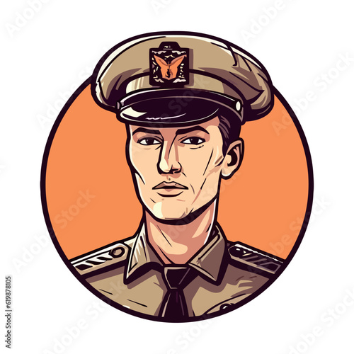 Uniformed officer in pop art portrait,