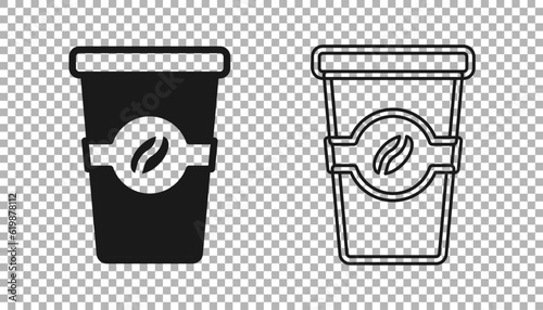 Black Coffee cup to go icon isolated on transparent background. Vector