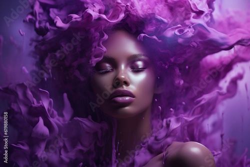 Woman with Purple Expression, Generative AI © Katawut