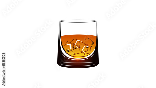 Glass of whiskey with ice