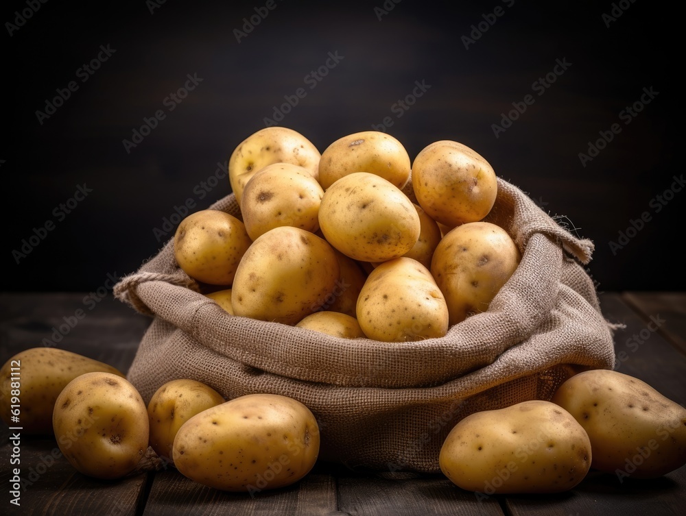 Potato on dark background (generative AI) Potato on dark background (generative AI)