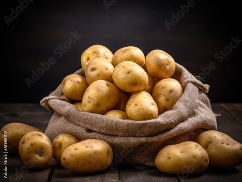 Potato on dark background  generative AI 