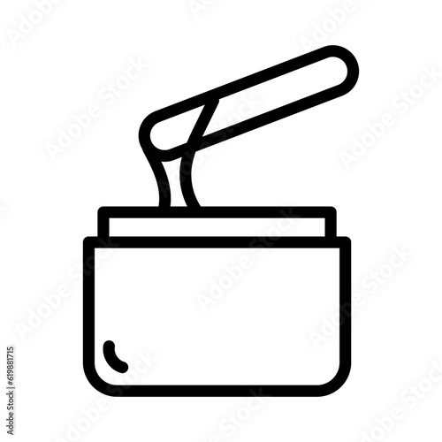 Dish with wax or sugaring paste icon. Outline vector icon for web design isolated on white background