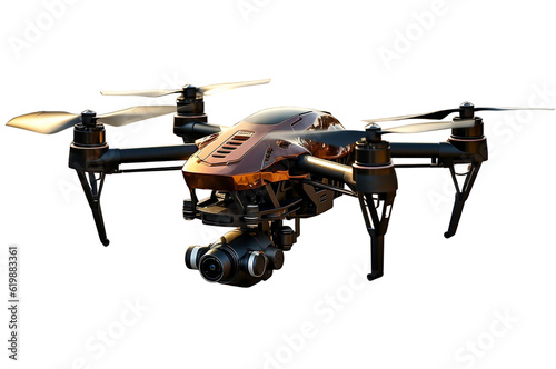 Image of quadcopter. A flying drone isolated on transparency.