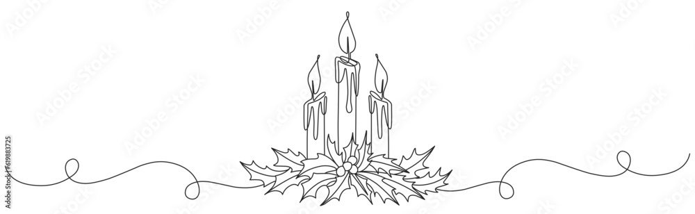 Christmas candle light line art vector illustration Christmas candle light line art vector illustration