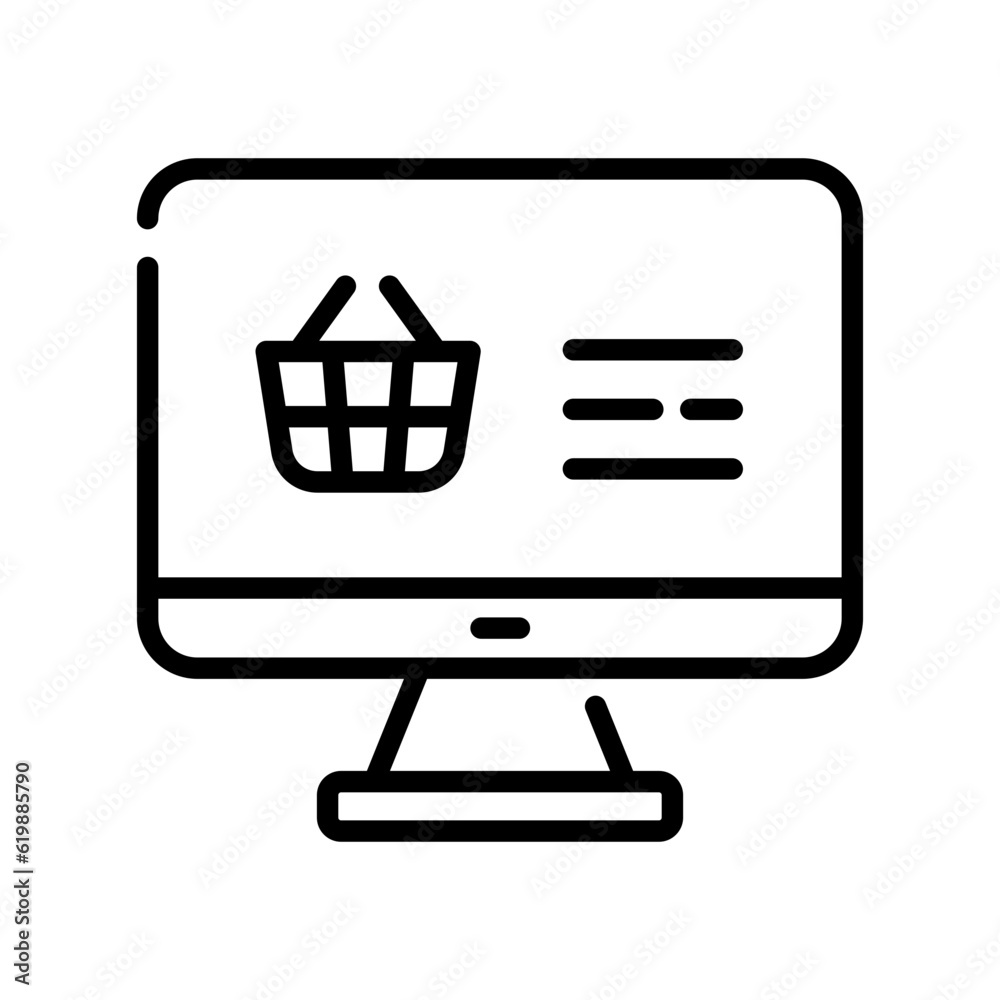 Shopping cart icon in flat style computer. Shopping cart icon in flat style computer.