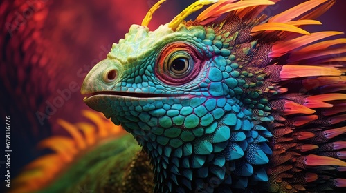 Whimsical wild iguana on amazing colorful background wallpaper  ai