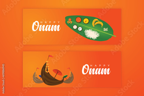 Gradient horizontal banner template for onam festival celebration photo