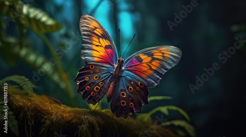 Whimsical wild butterfly on amazing colorful background wallpaper, ai