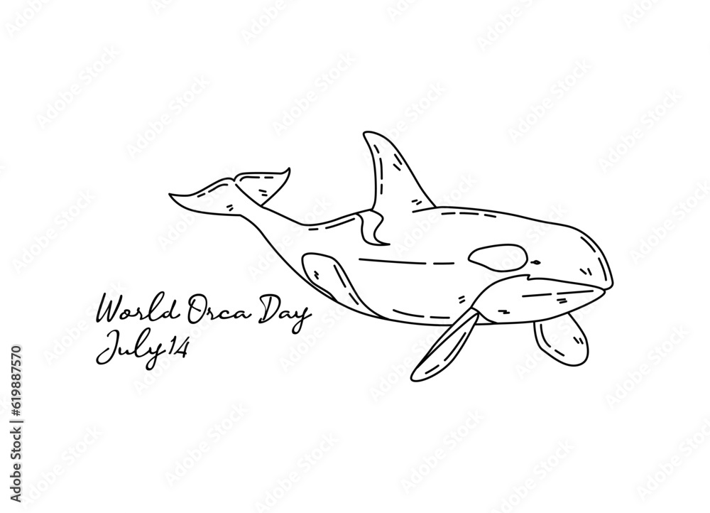 line art of world orca day good for world orca day celebrate. line art. illustration.