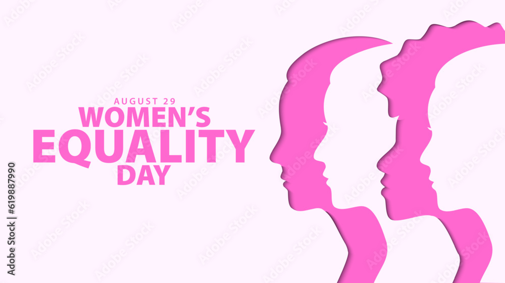 Women's equality day, August 26. Women equality paper cut design. Greeting card, banner, poster, background. Vector illustration