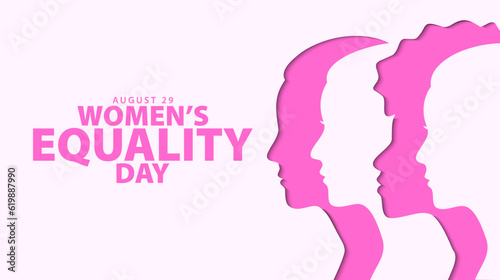Women's equality day, August 26. Women equality paper cut design. Greeting card, banner, poster, background. Vector illustration © Ardkyuu