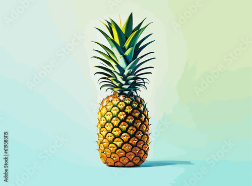 juicy and beautiful pineapple on a blue background