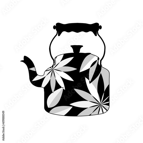 Stylized illustration of a teapot with flowers