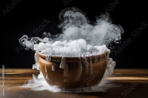 Dry ice in a vessel, AI generated photo