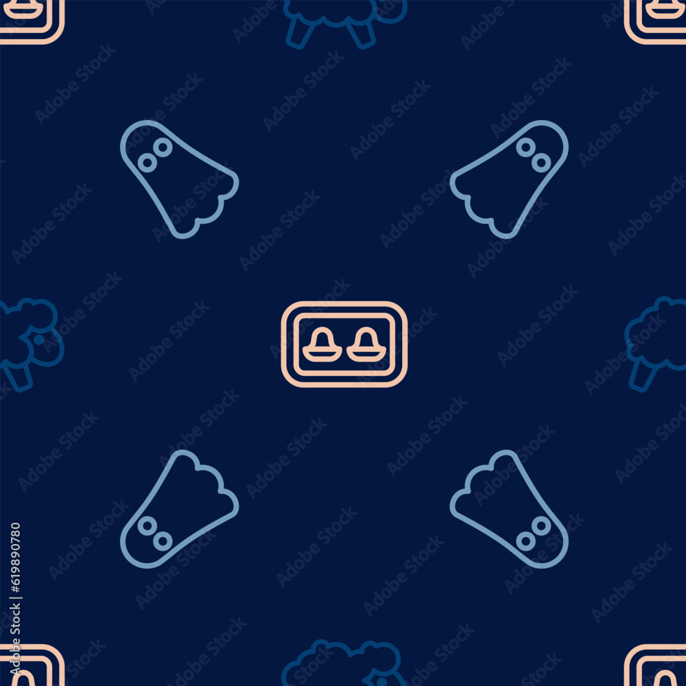 Set line Sheep, Ghost and Earplugs with storage box on seamless pattern. Vector Set line Sheep, Ghost and Earplugs with storage box on seamless pattern. Vector
