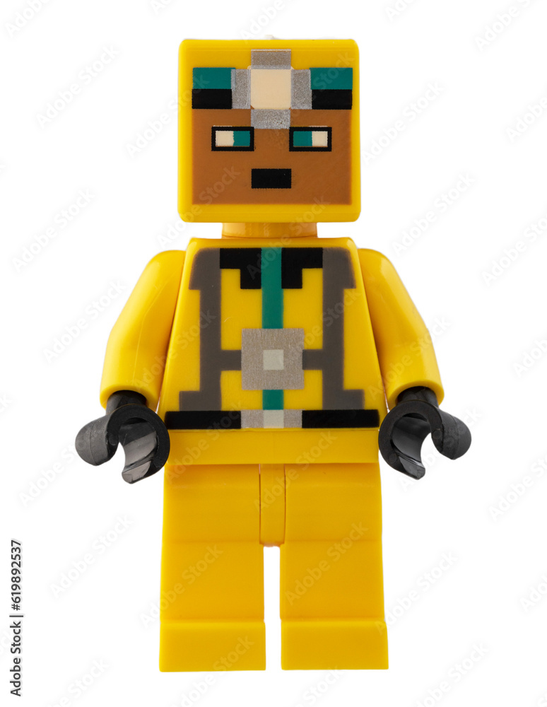 Fototapeta premium Dortmund - Deutschland 4. Juli 2023 Lego Minifigure Minecraft Höhlenforscher