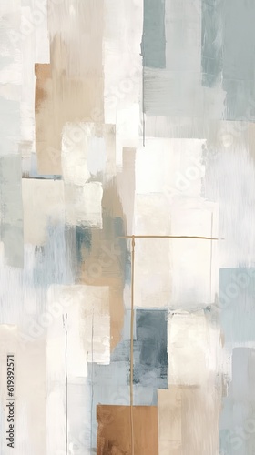 Abstract Watercolor beige and blue blocks and bricks brush stroke abstraction, ai © Case
