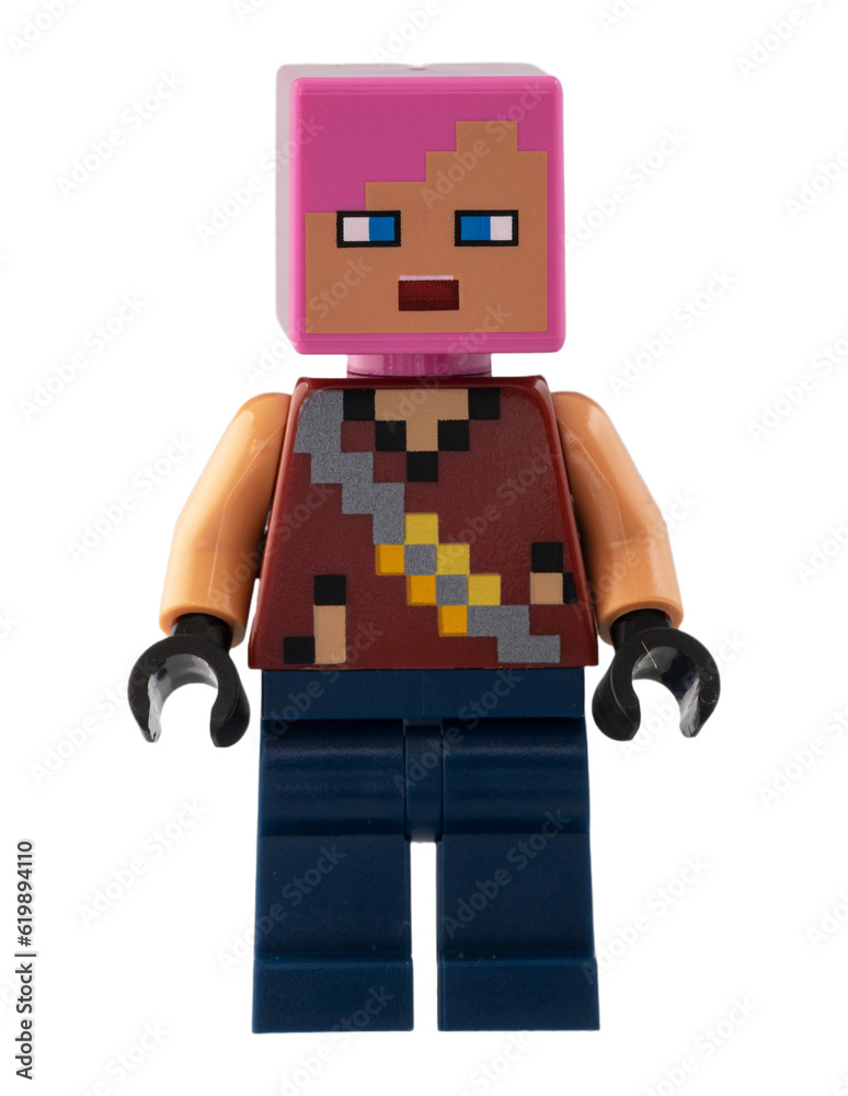 Naklejka premium Dortmund - Deutschland 4. Juli 2023 Lego Minifigure Minecraft Zombie Jäger
