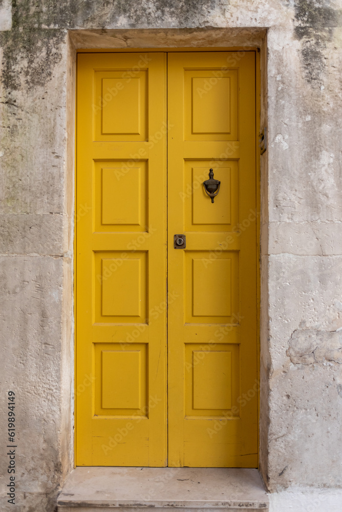Yellow Door In Martina Franca, Near Taranto, In The South Of Italy